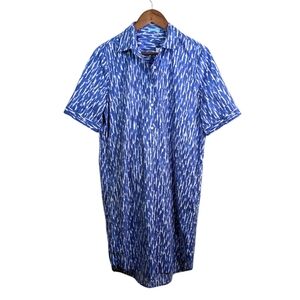 NEW J. McLaughlin Arissa Collared Popover Dress Medium Blue Coastal Preppy Resor